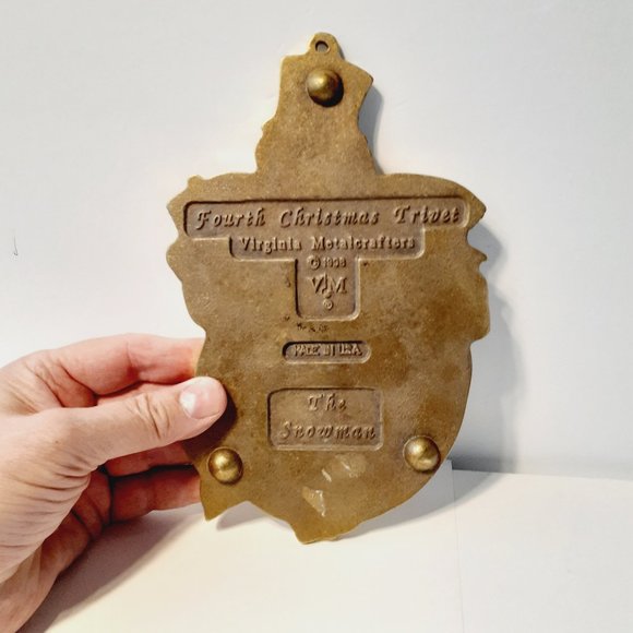 Virginia Metalcrafters Merry Christmas The SNOWMAN Brass Trivet - 4th in Series - Picture 3 of 8
